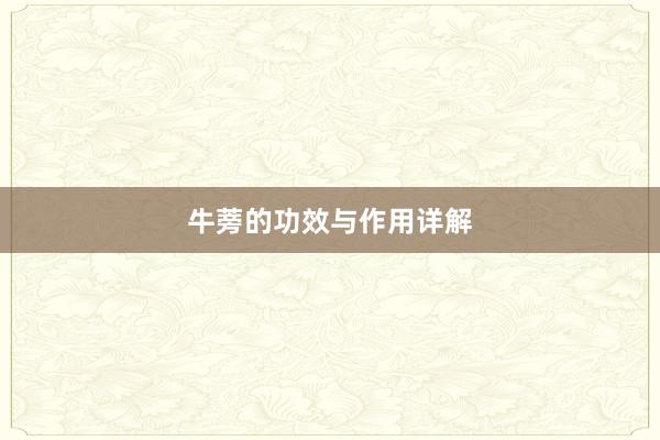 牛蒡的功效与作用详解